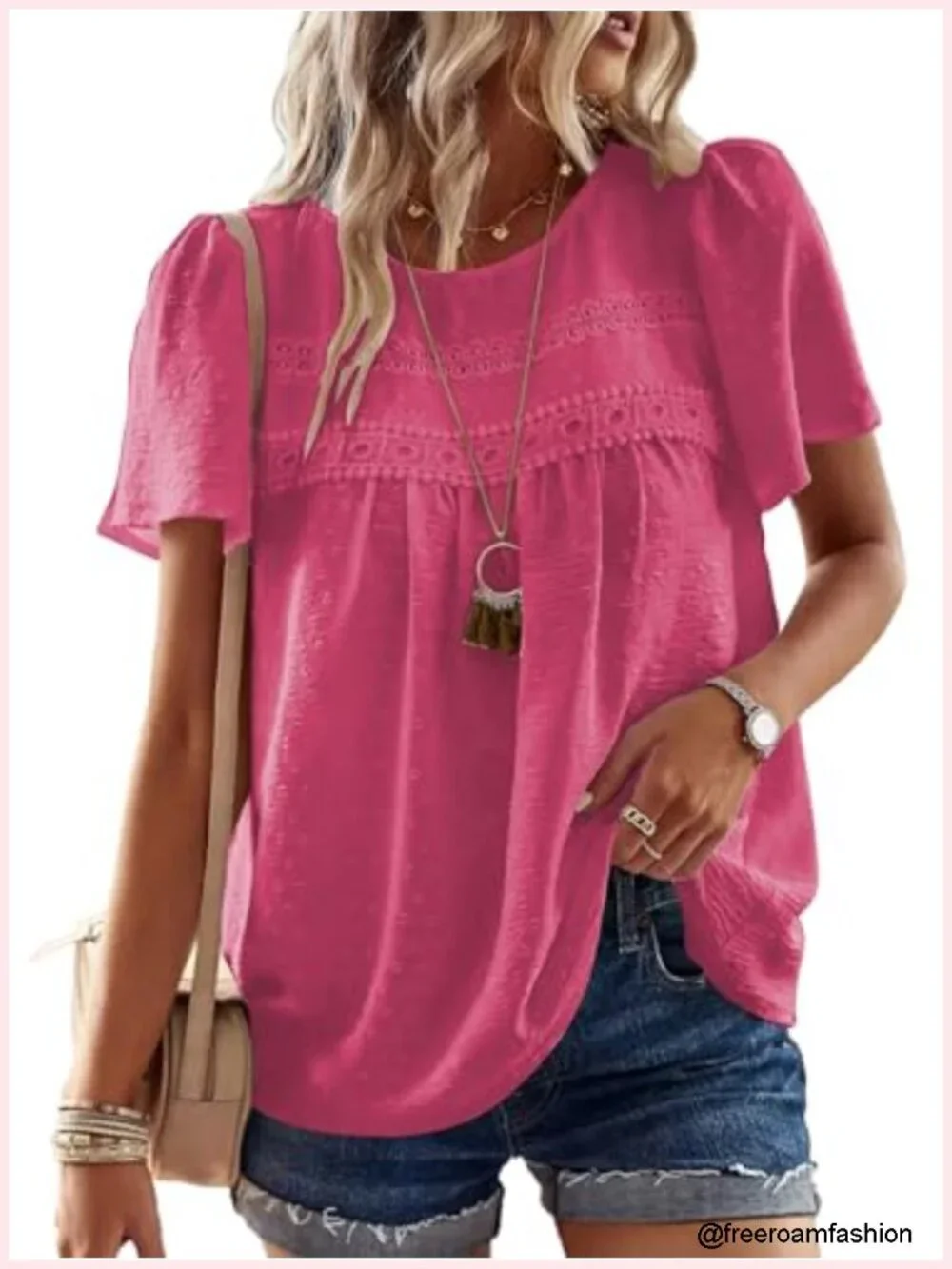 Swiss Dot Chiffon Babydoll Blouse Short Sleeve Tunic Top